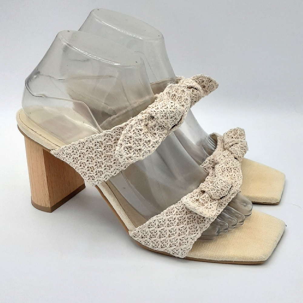 Dolce Vita Zeeke Casual Square Open Toe Faux Wood Heel Sandal Sz 8.